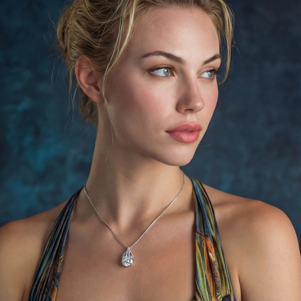Collier Brillance Larme en argent sterling 925 avec pendentif moissanite – vue 4