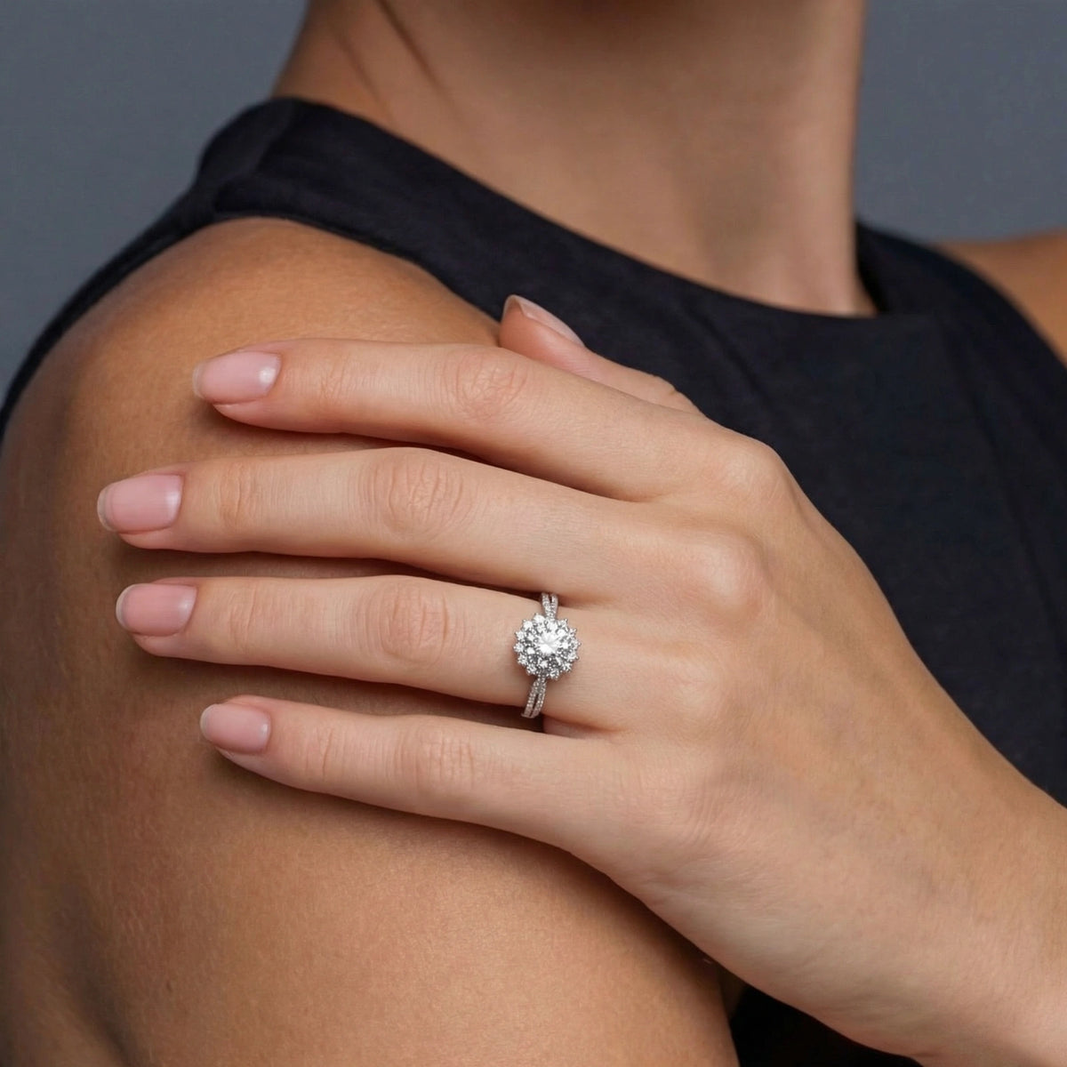 Bague Halo Stellaire Moissanite | Celeste bijoux