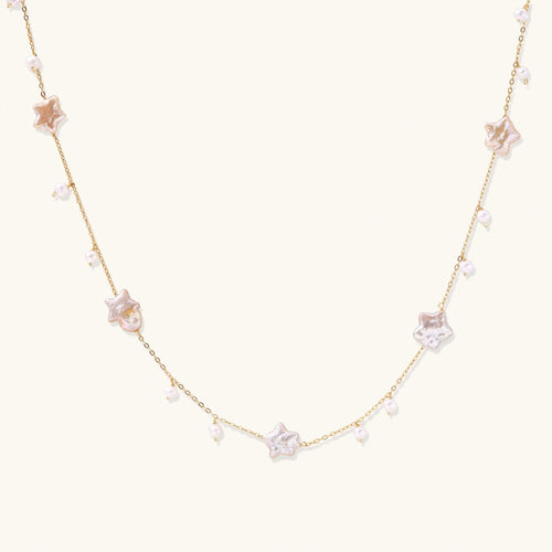 Collier Céleste Perles Étoiles en vermeil or 18K – vue 1