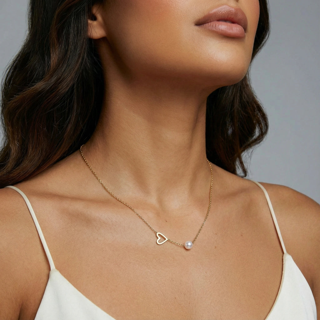 Collier Perle Étreinte Cœur | Celeste bijoux