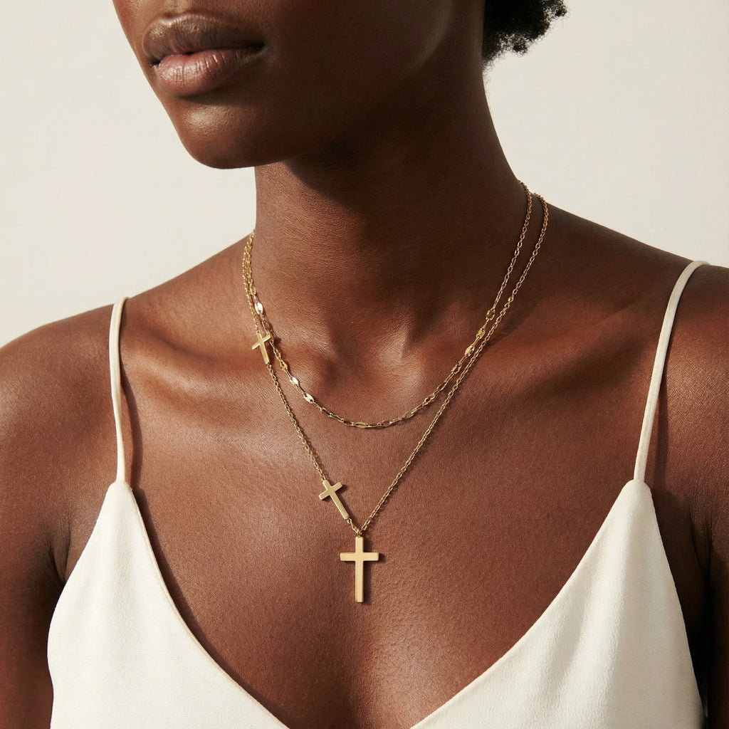 Ensemble Collier Croix Couches Divines | Celeste bijoux