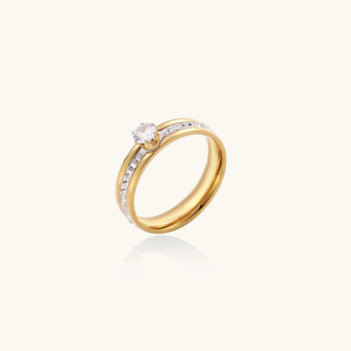 Bague Promesse Éternelle double anneau plaqué or 14K – vue 1