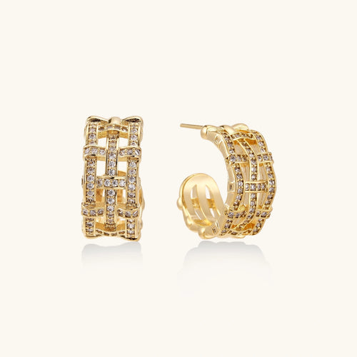 Créoles Lattice Dreams en treillis plaqué or 14K – vue 1