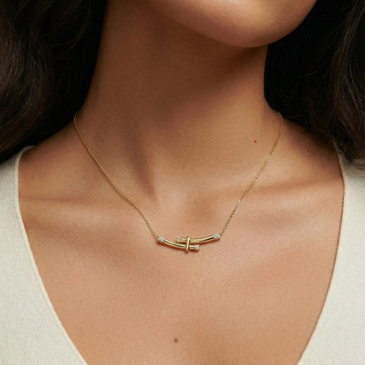 Collier Arc Cristal Bambou | Celeste bijoux