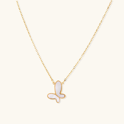 Collier papillon Flutter Dream en nacre plaqué or 18K – vue 1