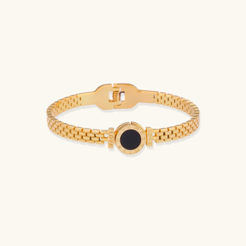 Bracelet Médaillon Romain doré avec nacre noire – vue 1
