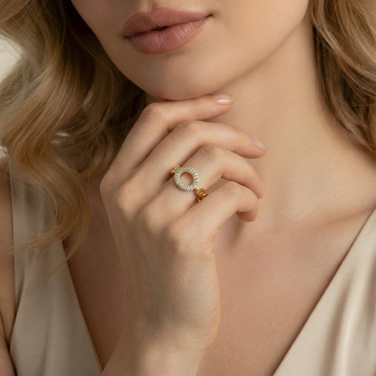 Bague Statement Chaîne Dorée | Celeste bijoux