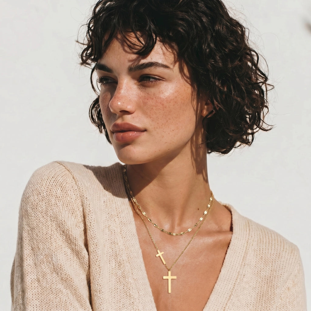 Ensemble Collier Croix Couches Divines | Celeste bijoux