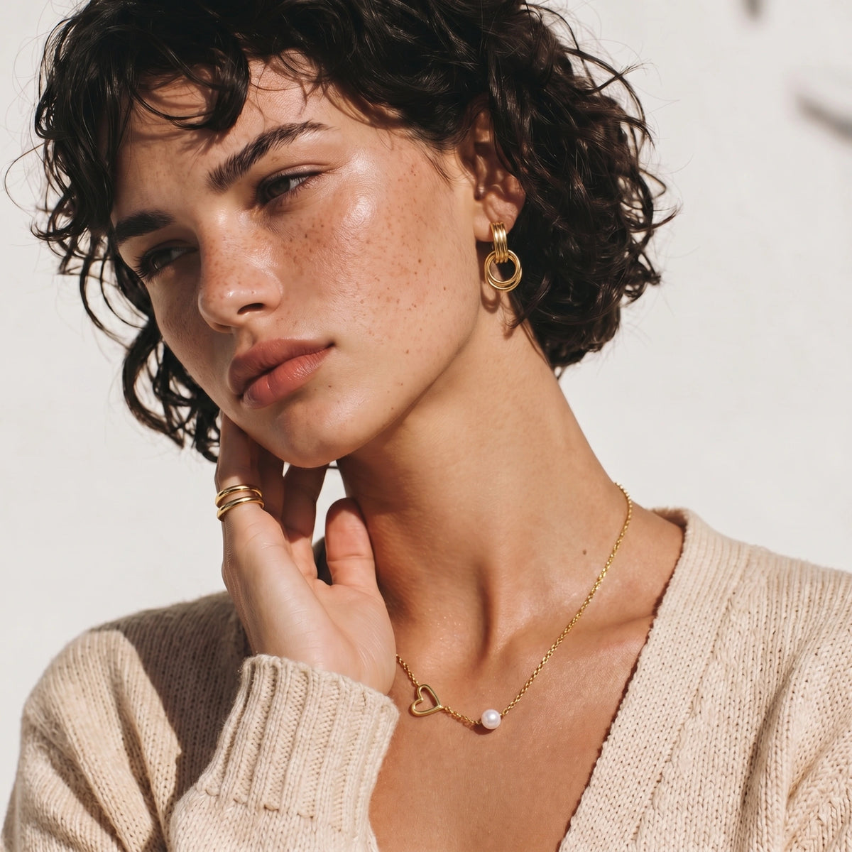 Collier Perle Étreinte Cœur