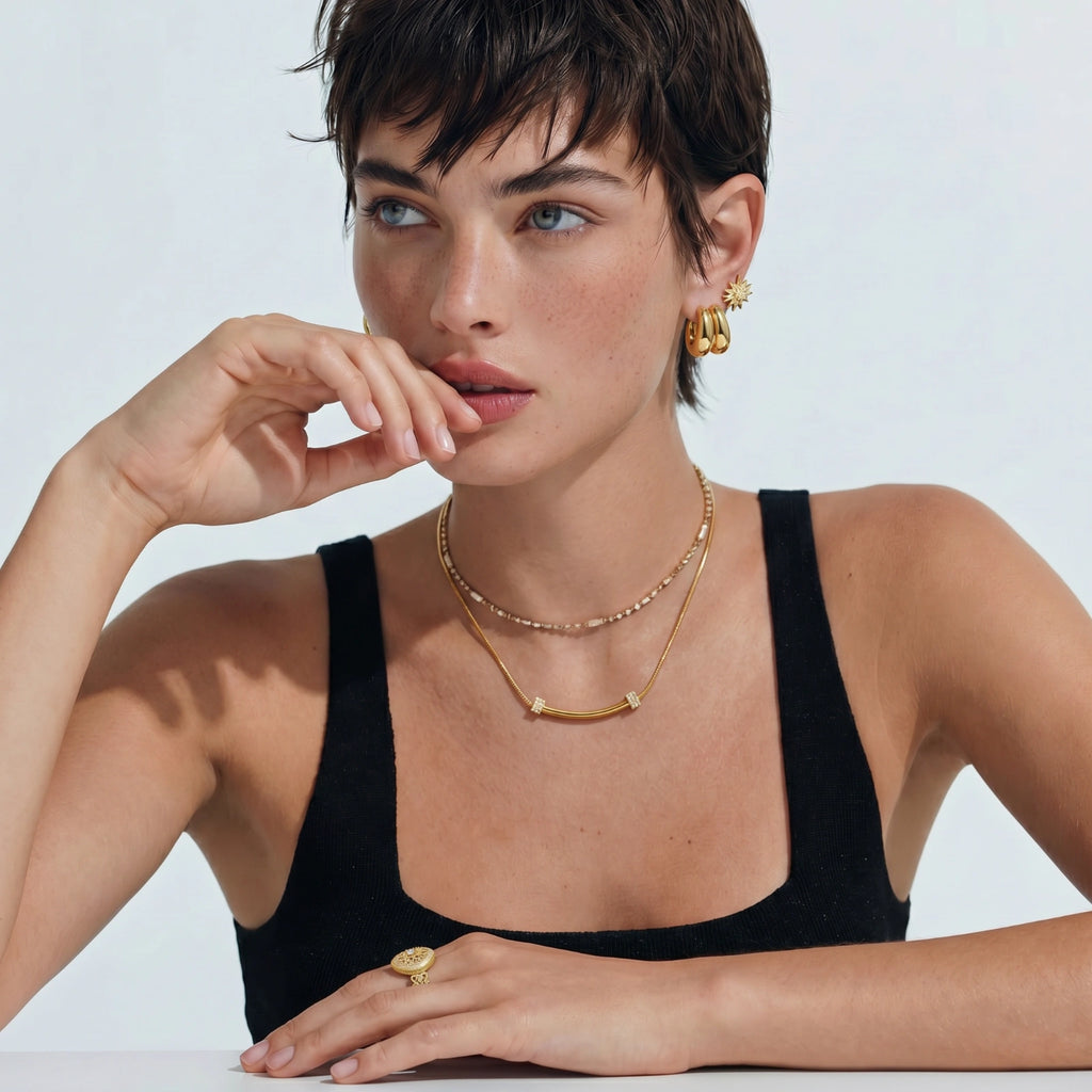 Collier Barre Incurvée Étincelante